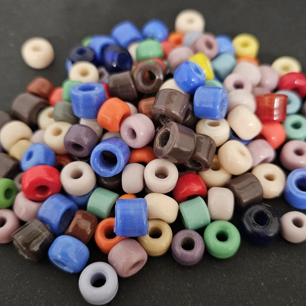 125+ BEADS mixed glass crow assorted colors NEW vintage handmade Last Set!